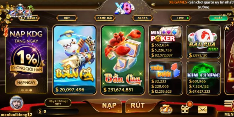 Tỷ lệ trả thưởng X8 – Chuẩn mực mới cho hệ thống game cá cược